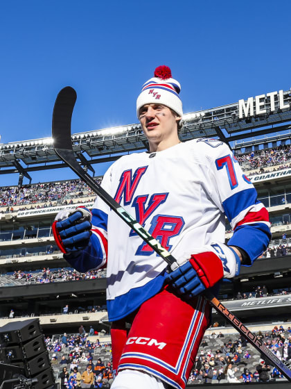 Matt Rempe rookie lap outside 2024 Stadium Series